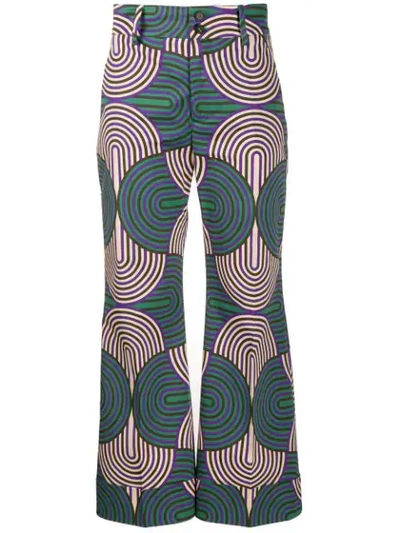 La Doublej Hendrix Slinky-print Cotton-blend Trousers