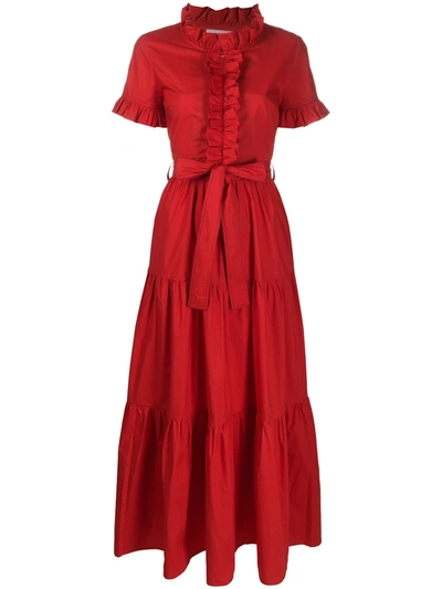 La Doublej Long And Sassy Cotton Poplin Dress In Rosso