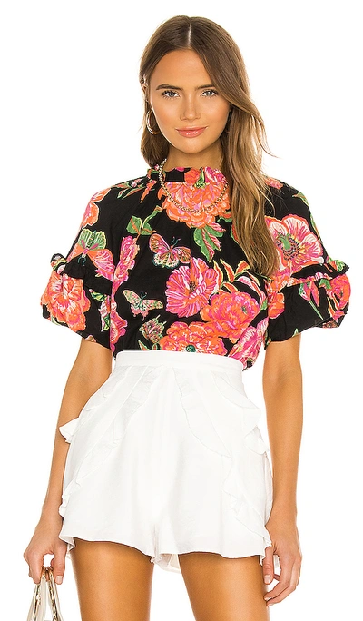 Banjanan Marie Top In Eliza's Rose Garden Black