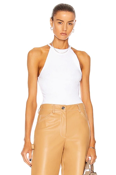 The Range Primary Rib Braided Halter Top In Ivory