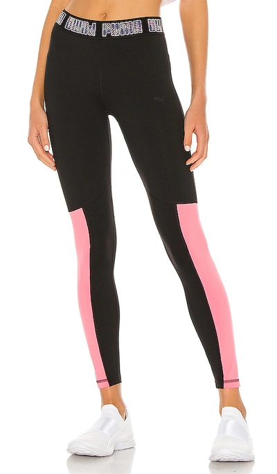 Puma Logo Elastic 7/8 Tight In  Black & Bubblegum