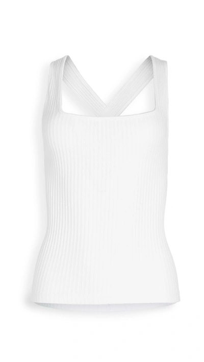 Enza Costa Military Cotton Rib Cropped Cross Back Tank In White