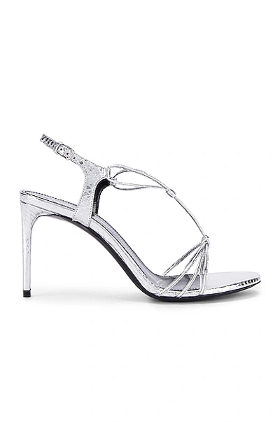 Saint Laurent Robin Lace Sandals In Silver