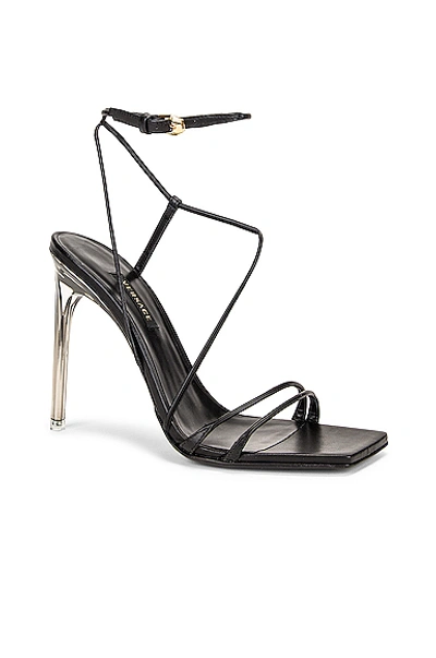 Versace Strappy Heels In Black & Gold