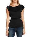 Vince Camuto Extended-shoulder Cinched-waist Blouse In Rich Black