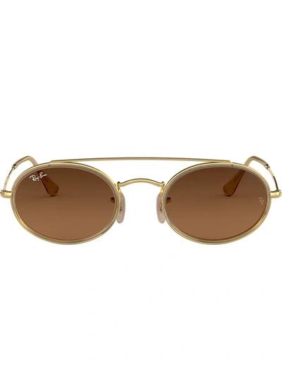 Ray Ban Oval Double Bridge Sunglasses In Pink Brown Gradient