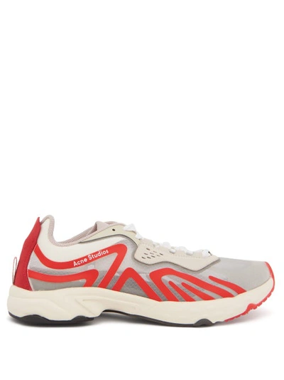 Acne Studios Low-top Mesh Panel Sneakers Red White In Neutrals