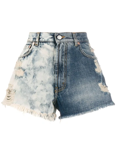 Givenchy Distressed Tie-dyed Denim Shorts In Blue