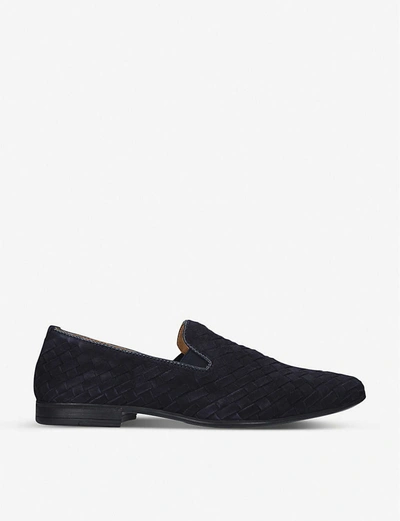 Kg Kurt Geiger Oliver Woven Suede Loafers In Navy