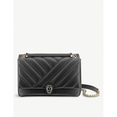 Bvlgari Serpenti Cabochon Matelasse Black Shoulder Bag 287983 In