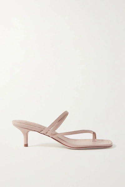 Porte & Paire Leather Sandals In Beige