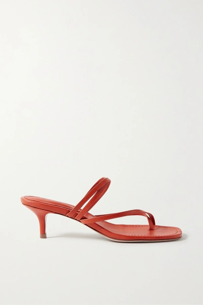 Porte & Paire Leather Sandals In Tomato Red