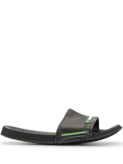Havaianas Men's Brazil Logo Slides In Black