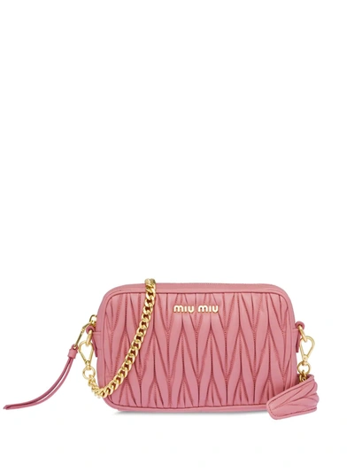 Miu Miu Matelassé Bandoleer Bag In Pink