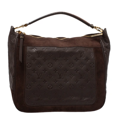 Pre-owned Louis Vuitton Ombre Monogram Empreinte Leather Audacieuse Mm Bag In Brown