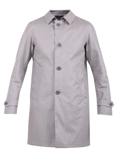 Herno Single-breasted Linen Coat In Grey