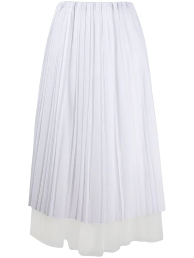 Fabiana Filippi Pleated Tulle And Poplin Midi Skirt In White