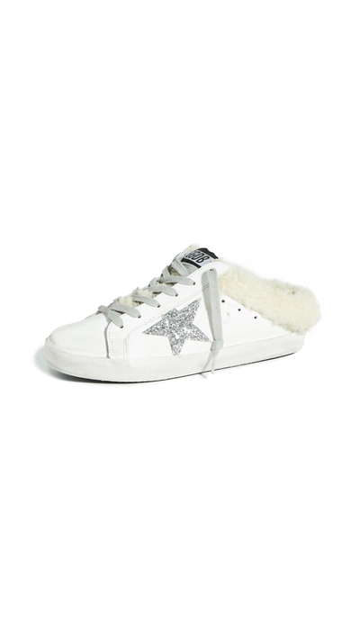 Golden Goose Superstar Sabot Shearling-trimmed Leather Sneakers In White