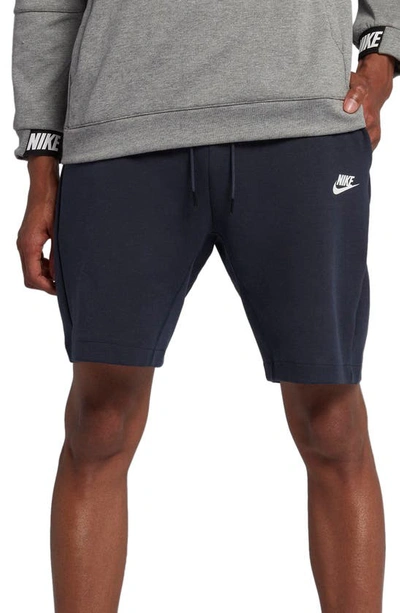 Nike Tech Fleece Shorts In Obsidian/ White