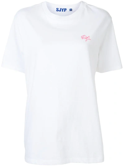 Sjyp My Name Is Blue Crew-neck T-shirt In White