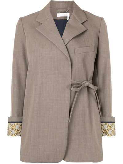 Chloé Printed Cuffs Wrapped Front Blazer In Brown