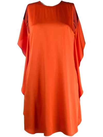 Stella Mccartney Draped-ruffle Sleeveless Shift-dress In Orange