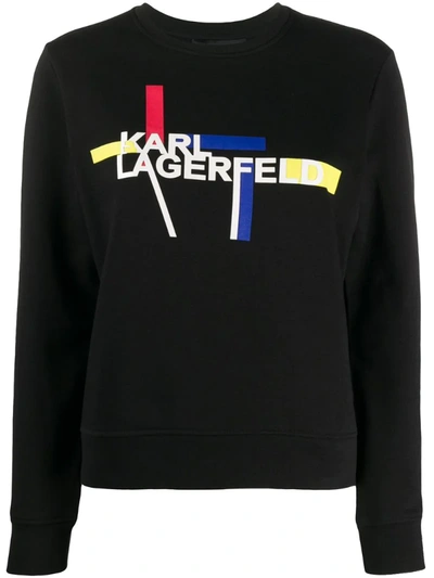 Karl Lagerfeld Printed Logo Sweatshirt In Black