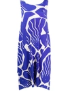 Issey Miyake Abstract-print Technical Pleated Dress In Blue