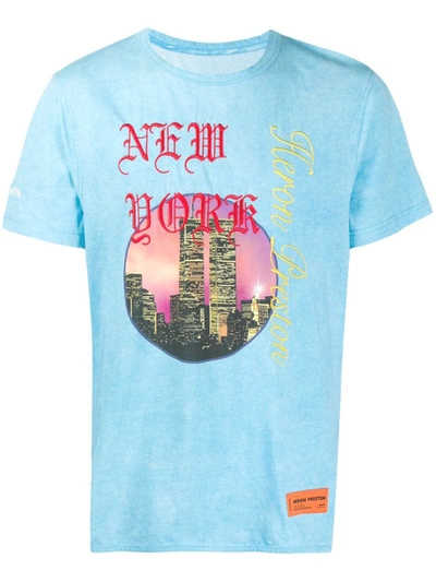 Heron Preston New York Embroidered T-shirt In Blue