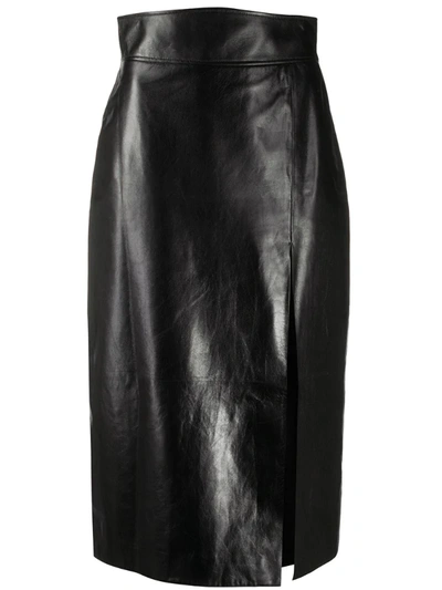 Gucci Leather High-waisted Pencil Skirt In Black