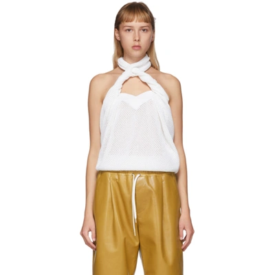 Givenchy White Open Knit Halter Top In 100 White