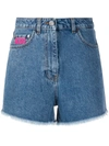 Gcds Frayed Denim Shorts In Blue