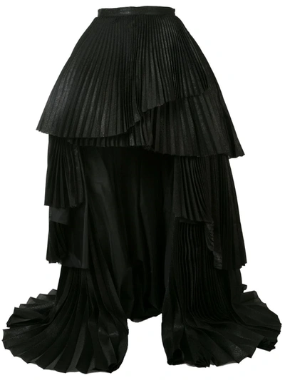 Isabel Sanchis Pleated Asymmetric Skirt In Black