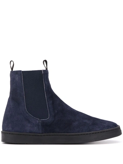 Officine Creative Suede Trainer Boots In Blue