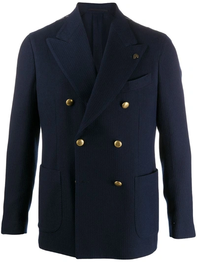 Gabriele Pasini Double-breasted Pin Detail Blazer In Blue
