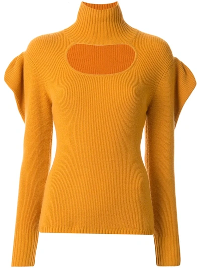 Manning Cartell Ruffle Sleeve Cut-out Detail Jumper In Yellow