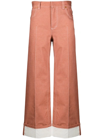 Chloé Contrast Stitch Wide-leg Trousers In Pink