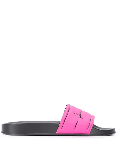 Versace Logo-debossed Slides In Pink