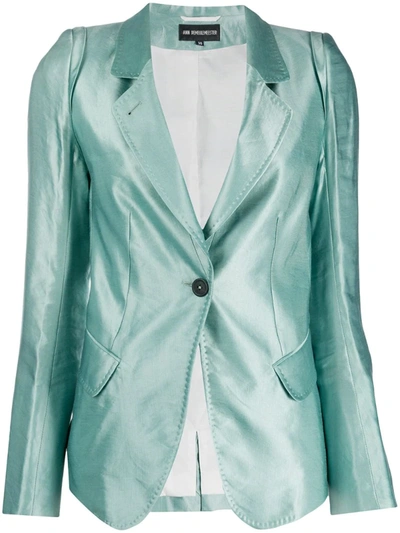 Ann Demeulemeester Fitted Buttoned Blazer In Light Blue