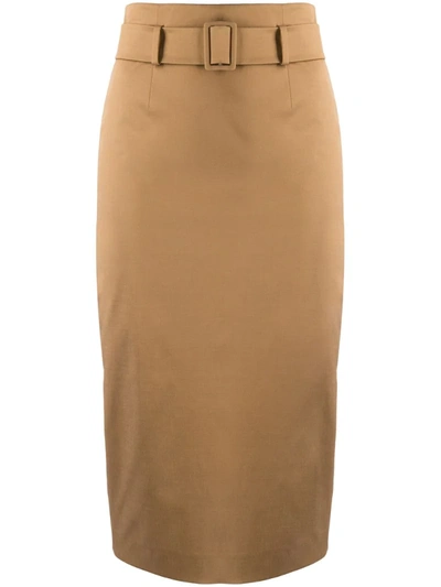 Alberto Biani High-waisted Belted Pencil Skirt In Neutrals