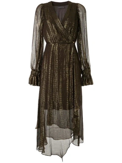 Ginger & Smart Bourgeois Metallized Wrap Dress In Gold