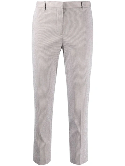 Theory Cropped Striped Print Trousers In Neutrals