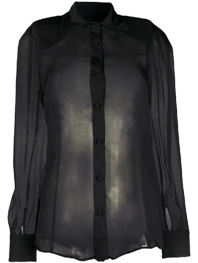 Federica Tosi Silk Sheer Blouse In Black