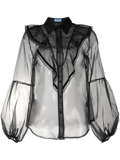 Macgraw Love Bird Sheer Blouse In Black