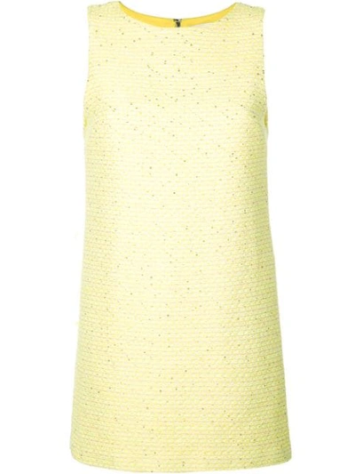 Alice And Olivia Clyde Sequin-embellished Neon Bouclé-tweed Mini Dress In Neon Yellow