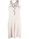 Rick Owens Megalace Crepe Mini Dress In Off-white
