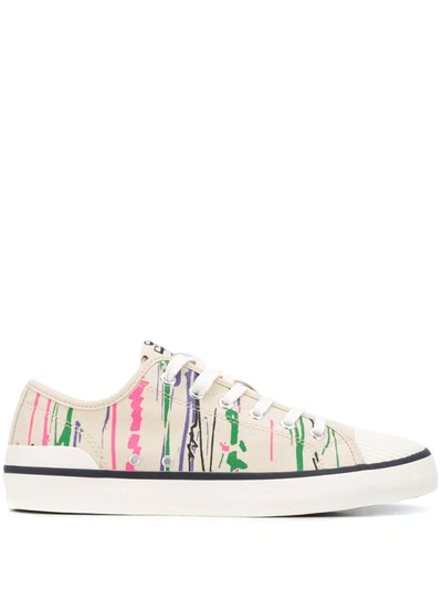 Isabel Marant Étoile Brush Stroke-print Cotton Sneakers In Neutrals