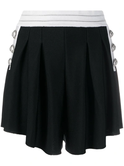 Balmain High-waist Knitted Shorts In Black