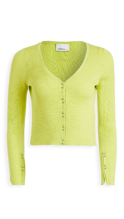 3.1 Phillip Lim Picot Stitch Cotton-wool Cardigan In Limeade