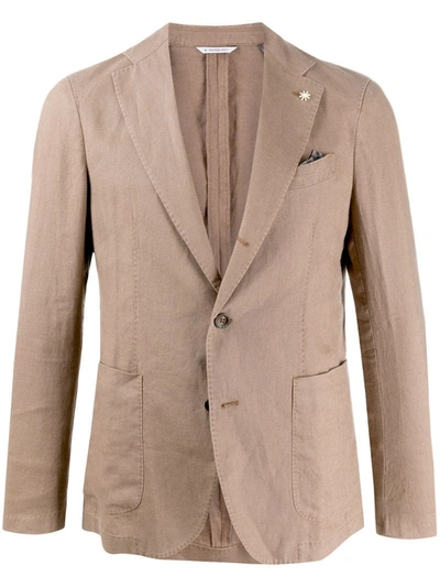 Manuel Ritz Fitted Single Breasted Blazer In Neutrals